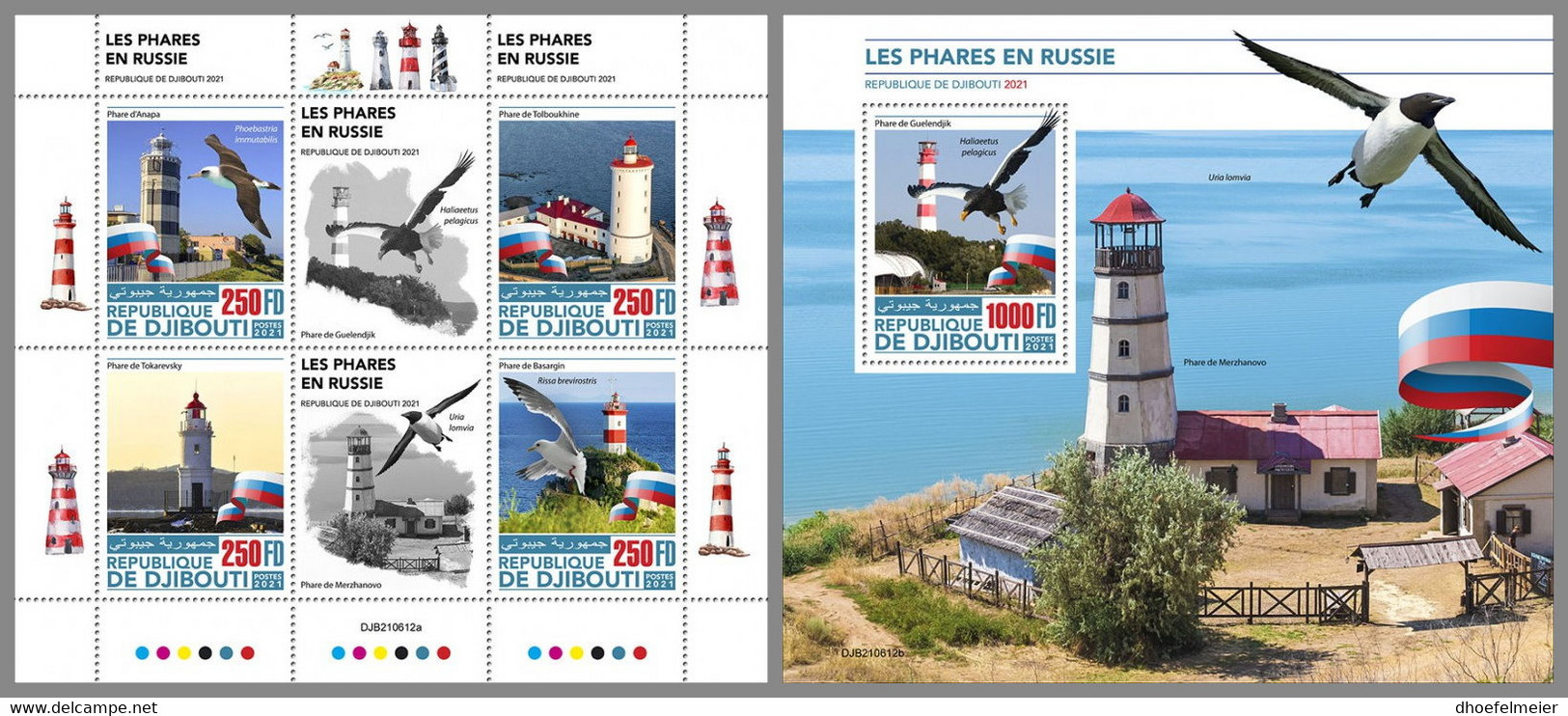 DJIBOUTI 2021 MNH Russian Lighthouses Russische Leuchttürme Phares Russes M/S+S/S - OFFICIAL ISSUE - DHQ2211 - Lighthouses