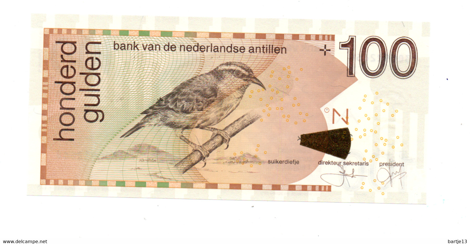 NEDERLANDSE ANTILLEN 100 GULDEN 1.8.2016  UNCIRCULATED - Antillas Neerlandesas (...-1986)