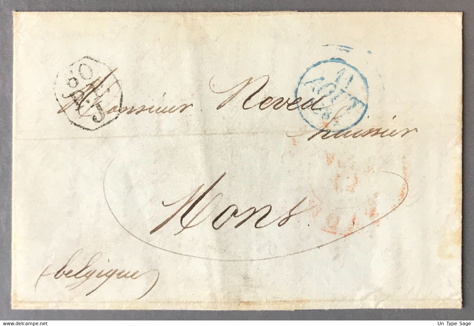 France Lettre De Paris 60 P.P. J Pour Mons, Belgique 31.7.1834 + Griffe FRANCE PAR MONS (verso) - (A422) - 1801-1848: Précurseurs XIX