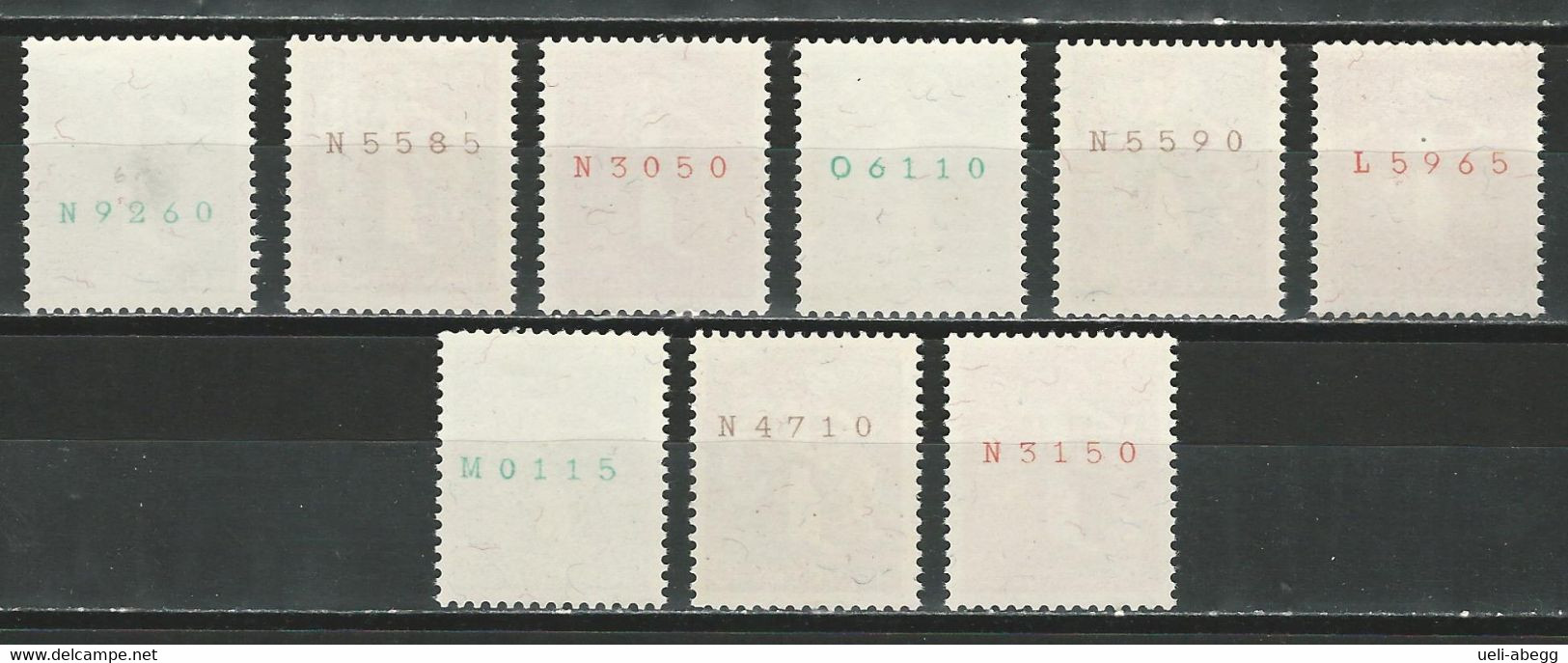 SBK 228-38yRM, Mi 344-54yR ** - Coil Stamps