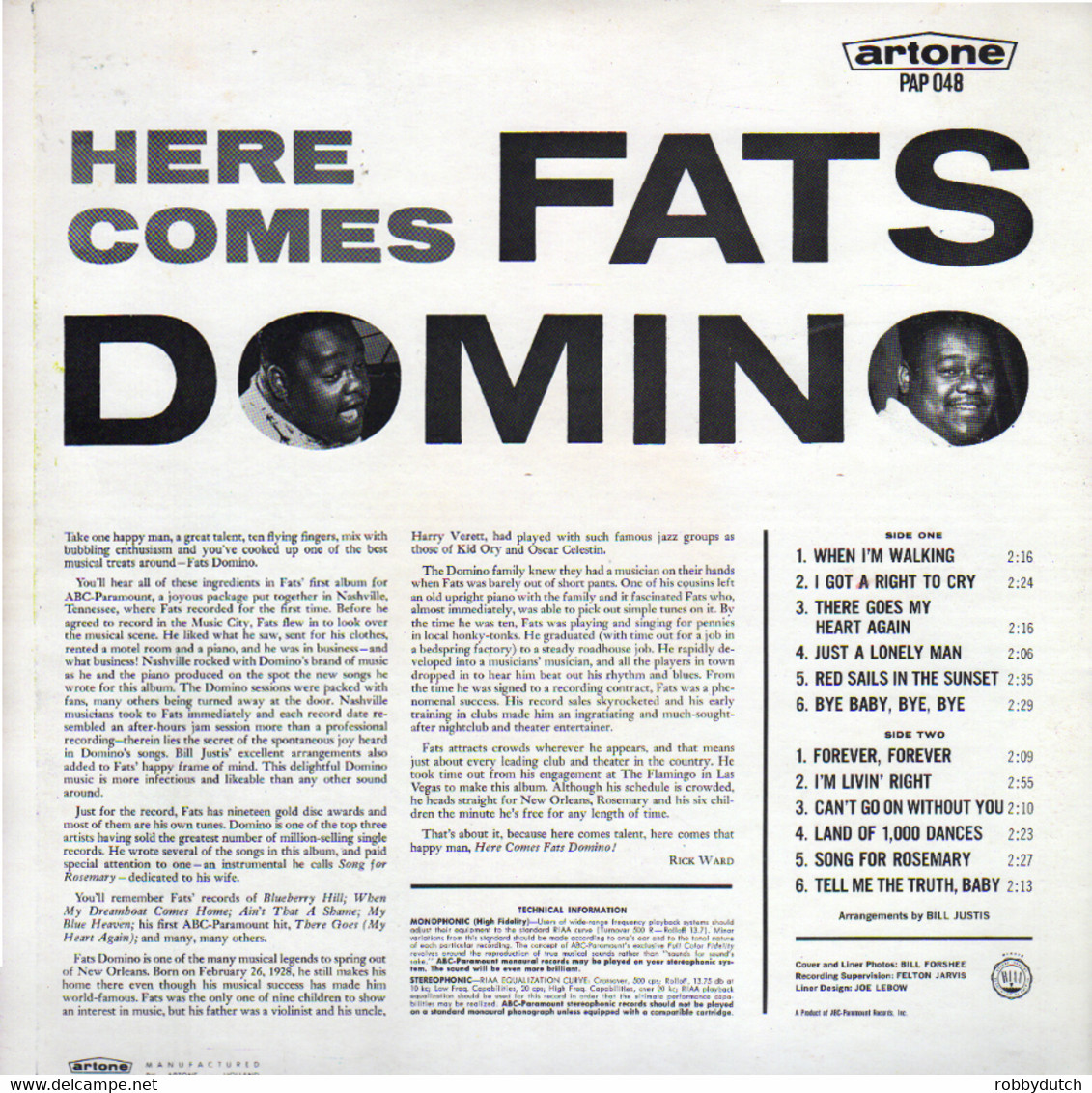 * LP *  HERE COMES FATS DOMINO (Holland 1963) - Soul - R&B