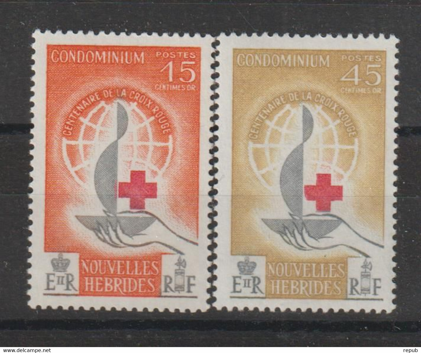 Nouvelles-Hébrides Légende Française 1963 Centenaire Croix Rouge 199-200, 2 Val ** MNH - Unused Stamps
