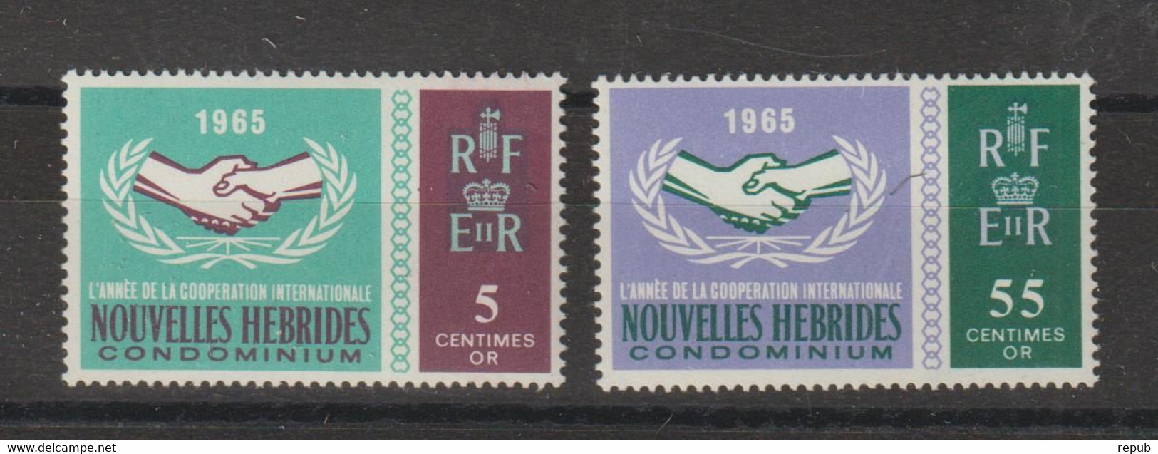 Nouvelles-Hébrides Légende Française 1965 Coopération Internationale 223-224, 2 Val ** MNH - Nuevos