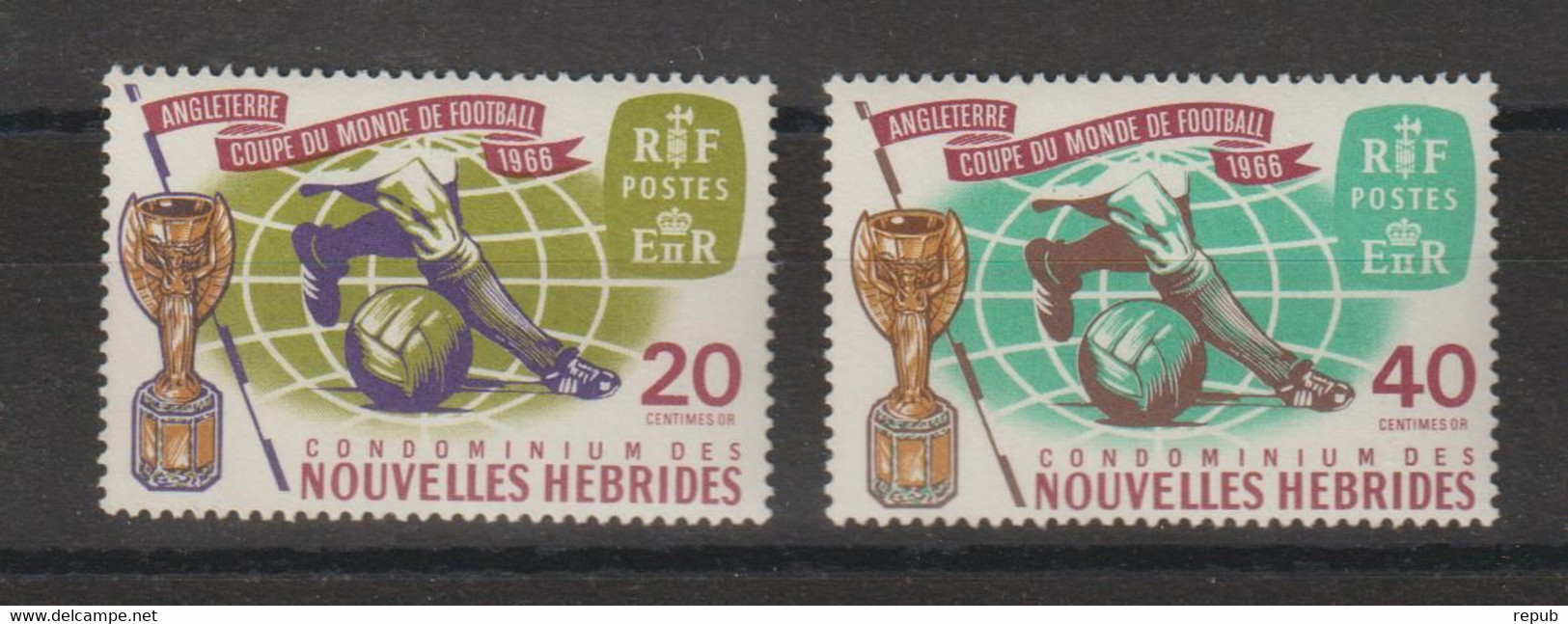 Nouvelles-Hébrides Légende Française 1966 Coupe Du Monde De Football 235-236, 2 Val ** MNH - Ungebraucht