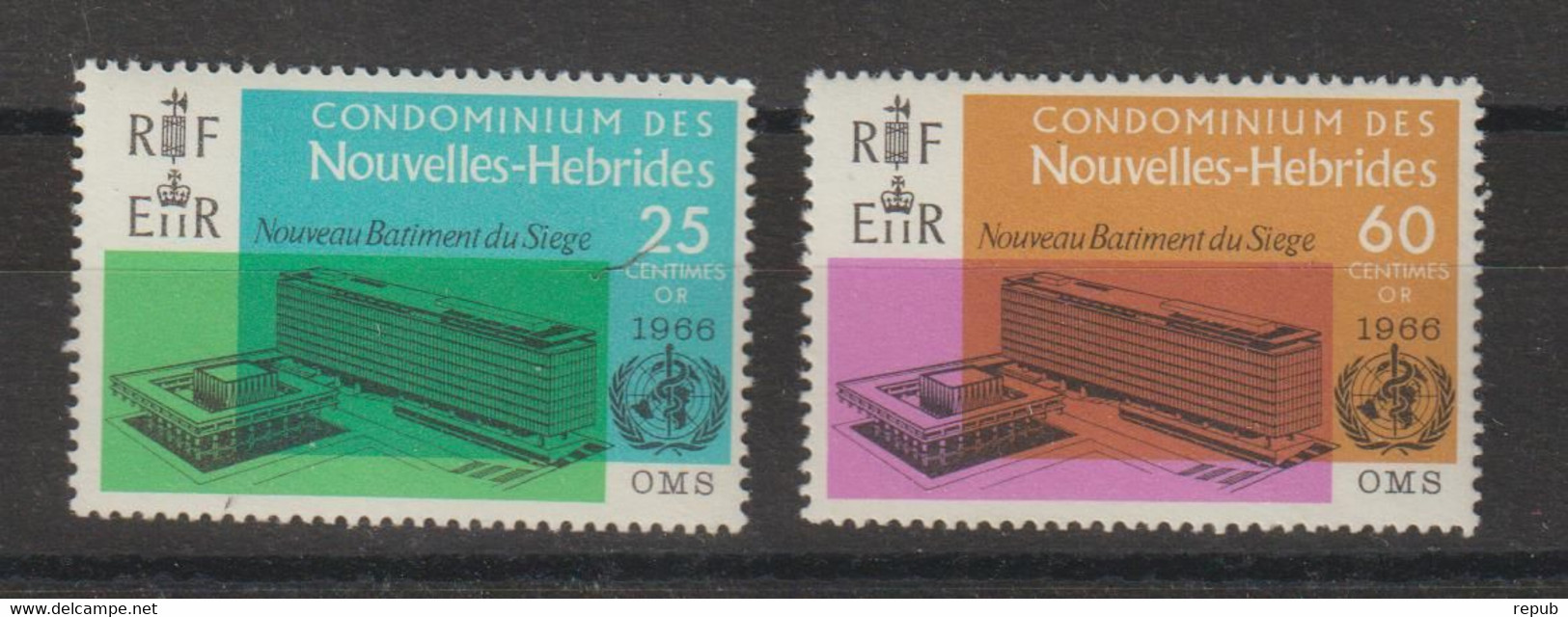 Nouvelles-Hébrides Légende Française 1966 Inauguration Siège OMS 245-246, 2 Val ** MNH - Neufs