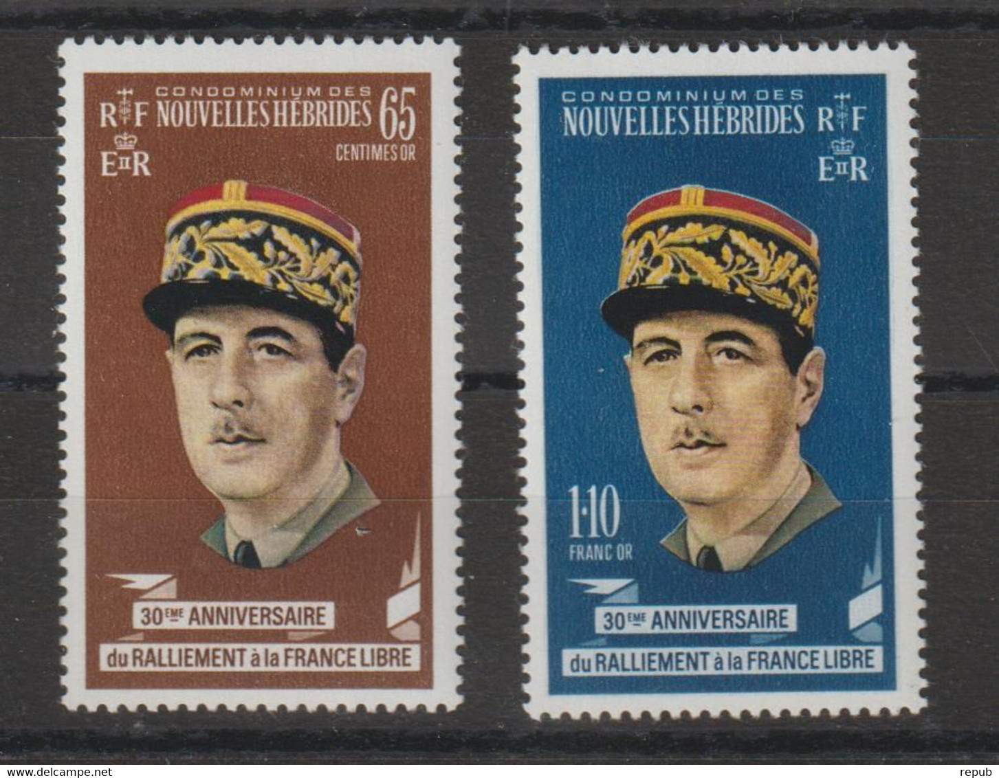 Nouvelles-Hébrides Légende Française 1970 Général De Gaulle 294-295, 2 Val ** MNH - Unused Stamps
