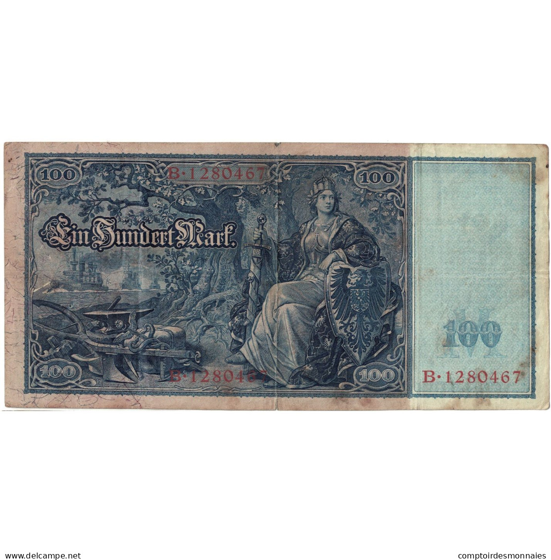 Billet, Allemagne, 100 Mark, 1908, 1908-02-07, KM:33b, B+ - 100 Mark