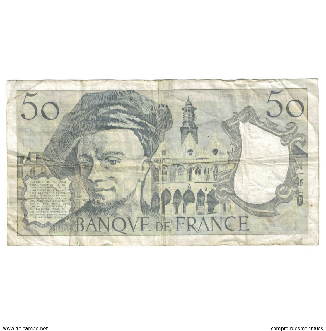 France, 50 Francs, Quentin De La Tour, 1990, N.59, B+, Fayette:67.16, KM:152e - 50 F 1976-1992 ''Quentin De La Tour''