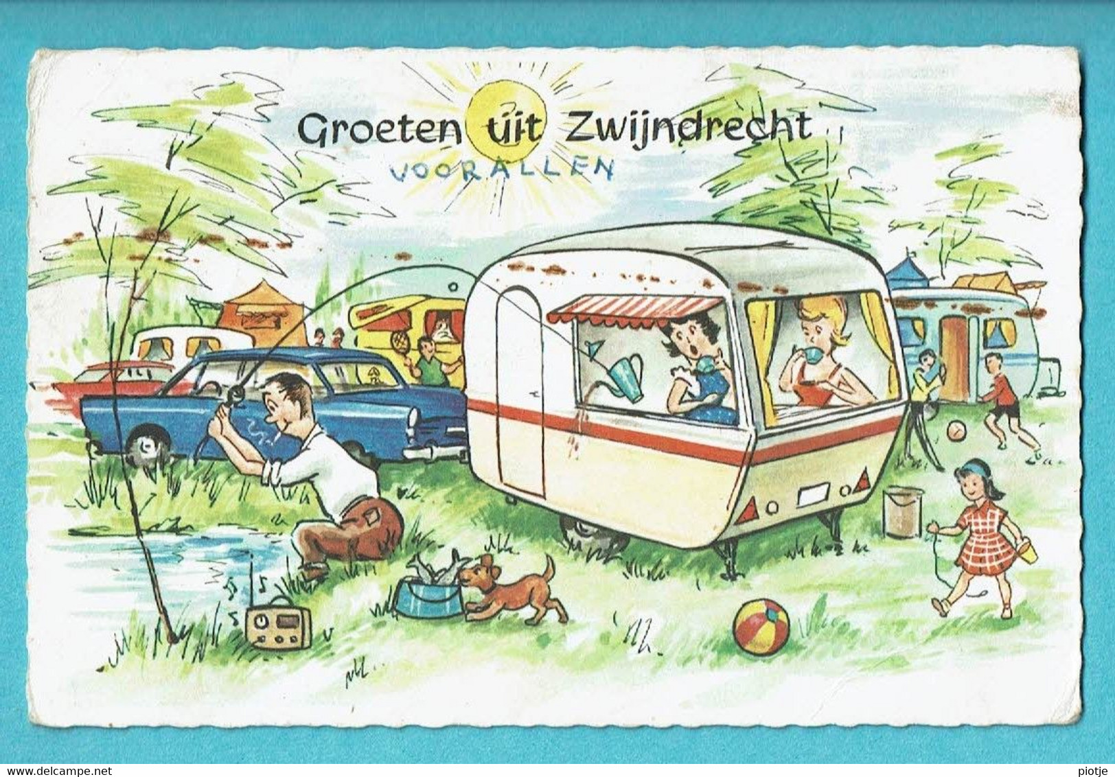 * Zwijndrecht (Antwerpen - Anvers) * (Colorprint 732) Groeten Uit Zwijndrecht, Camping, Caravan, Chien, Fantaisie - Zwijndrecht