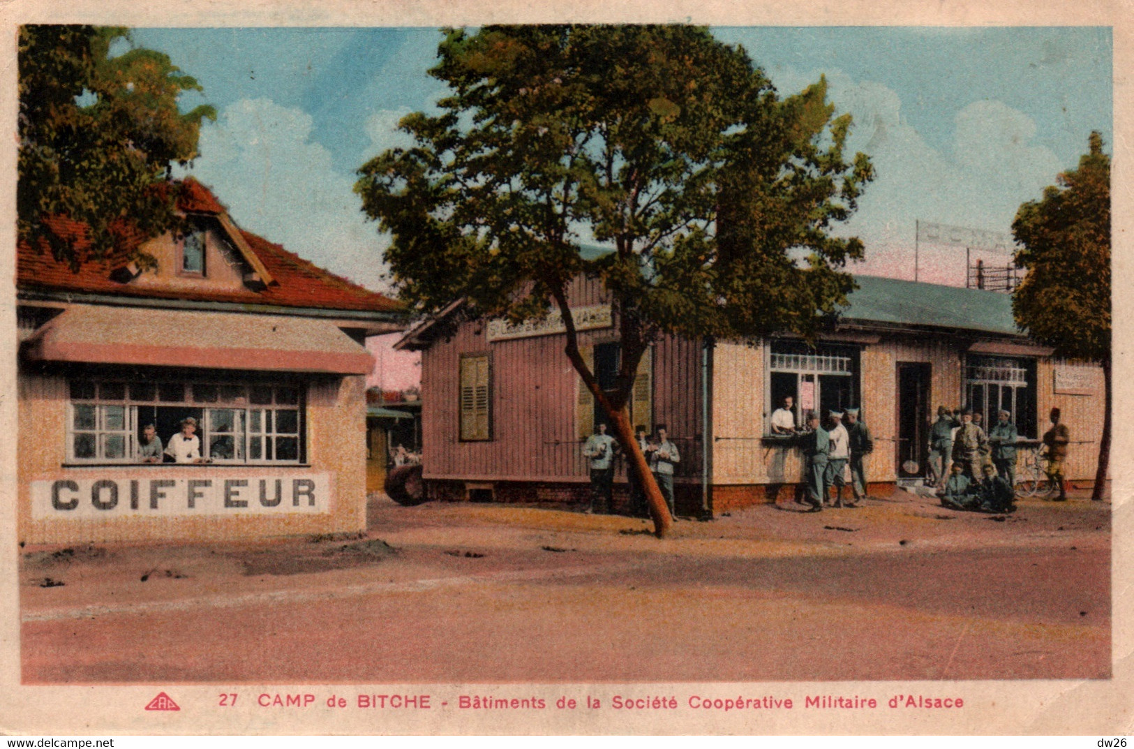Caserne: Camp De Bitche, Bâtiments De La Société Coopérative Militaire D'Alsace, Coiffeur - Carte CAP N° 27 - Casernes