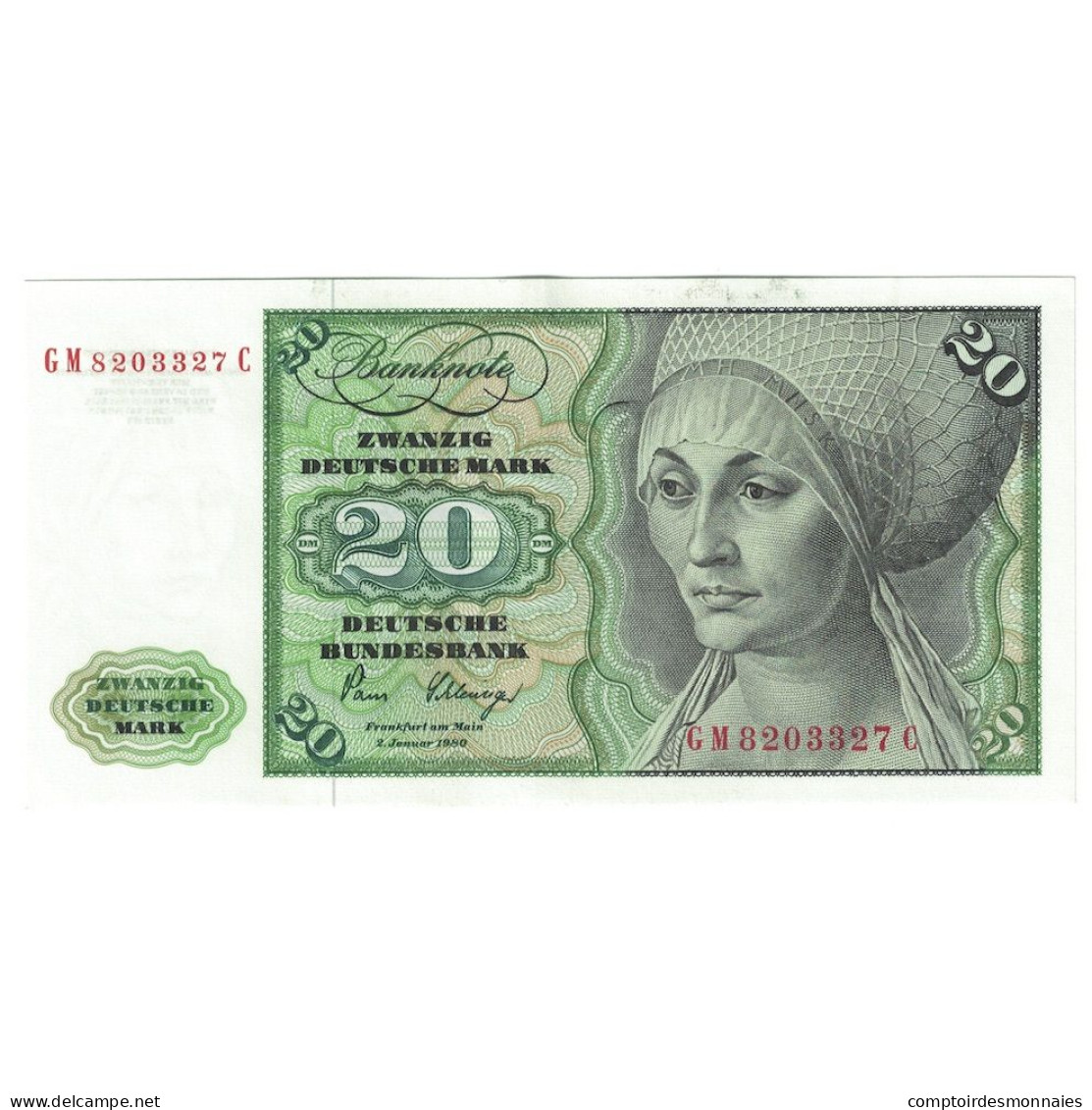 Billet, République Fédérale Allemande, 20 Deutsche Mark, 1980, 1980-01-02 - 20 DM