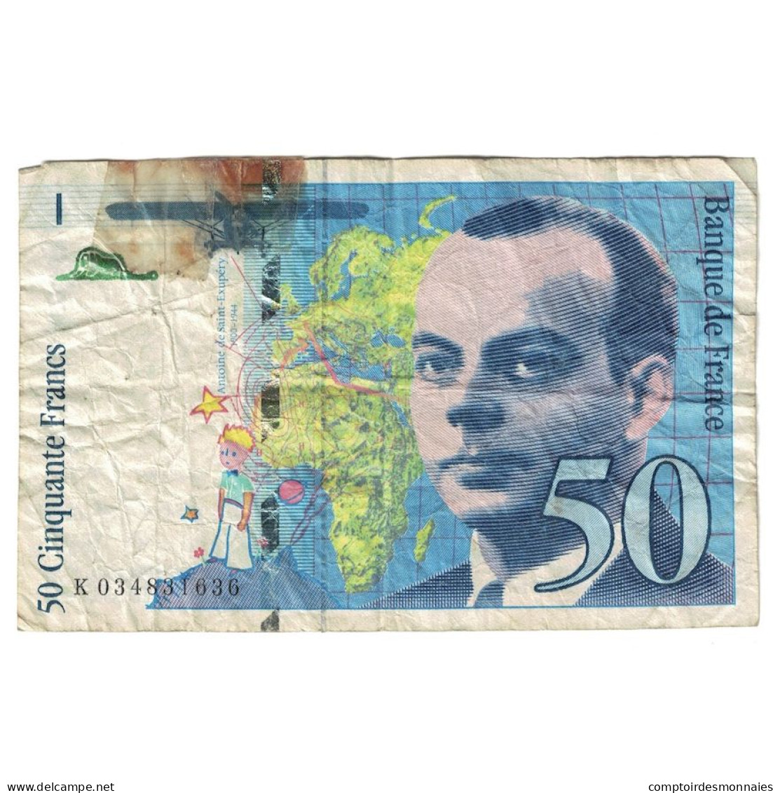 France, 50 Francs, St Exupéry, 1997, K.034, B, Fayette:73.4, KM:157Ad - 50 F 1992-1999 ''St Exupéry''