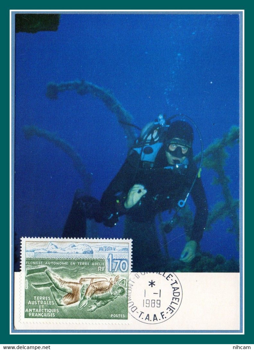 TAAF Carte Maximum N° 146 Plongée 1989 - Diving