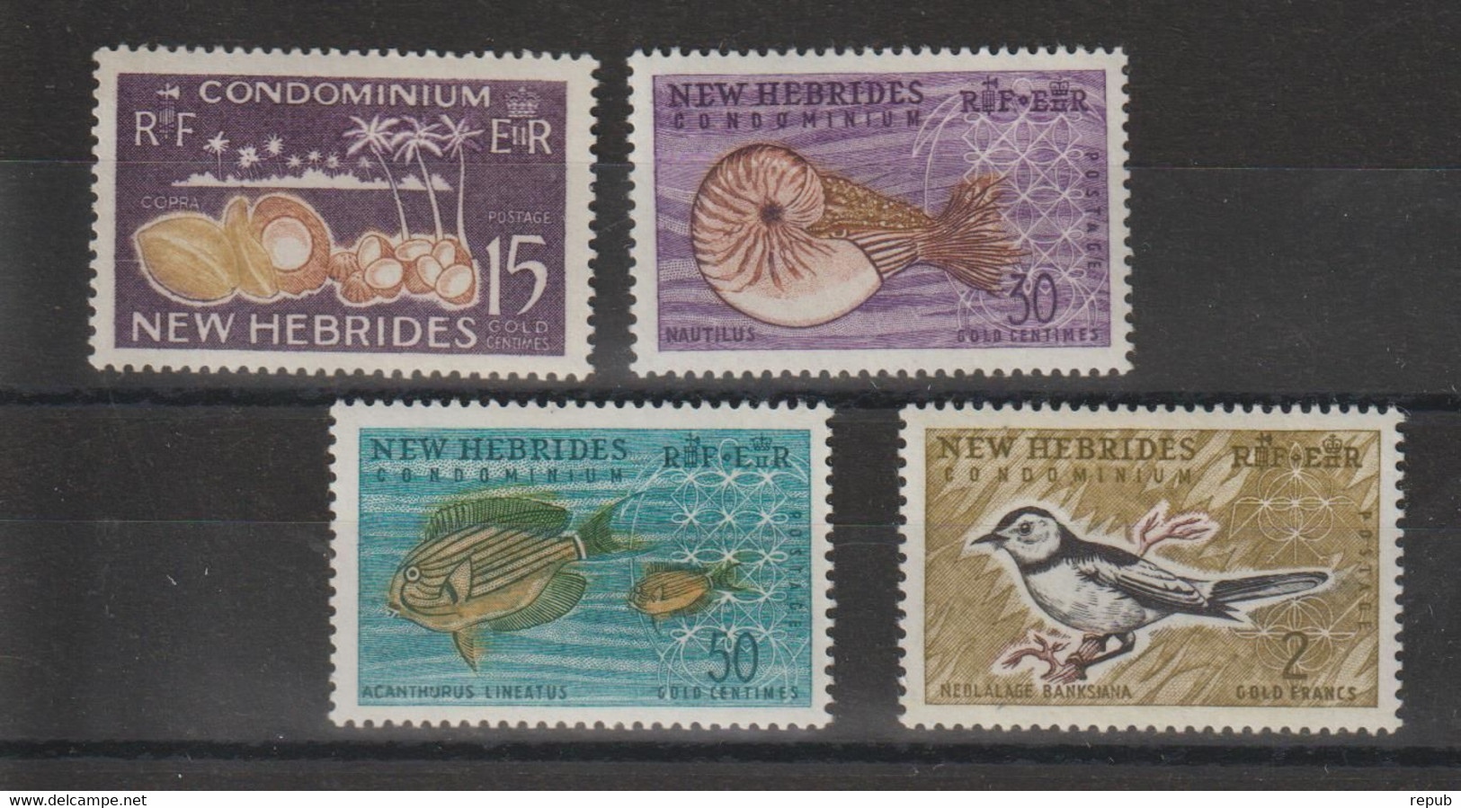 Nouvelles-Hébrides Légende Anglaise 1963 Série Courante 219-22, 4 Val * Charnière MH - Unused Stamps