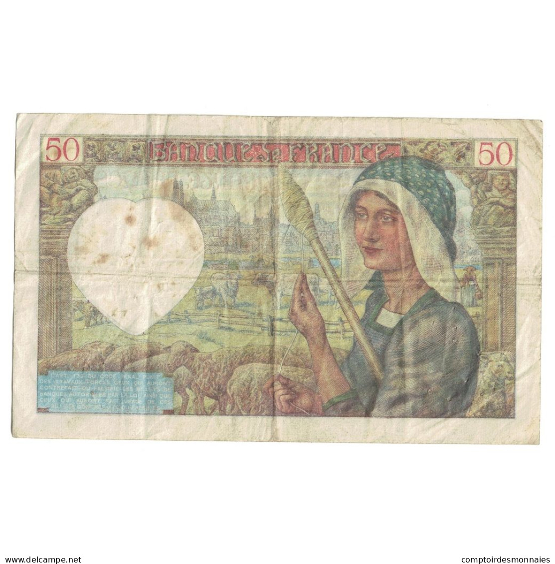 France, 50 Francs, Jacques Coeur, 1941, H.83, TB+, Fayette:19.11, KM:93 - 50 F 1940-1942 ''Jacques Coeur''