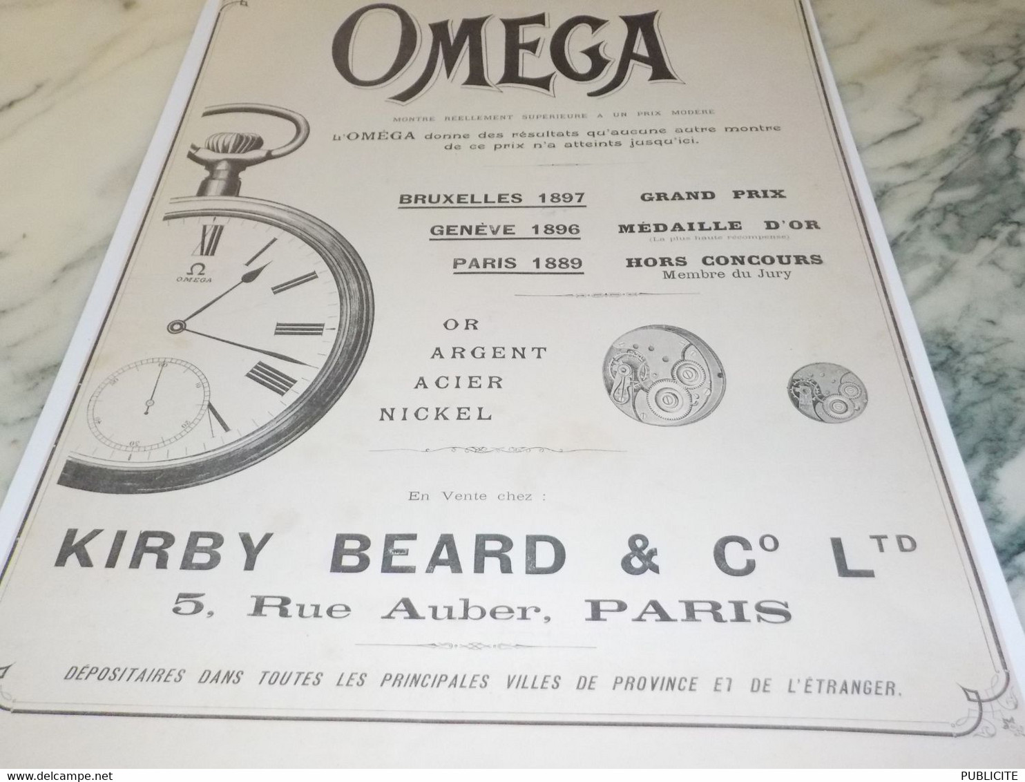 ANCIENNE PUBLICITE   MONTRE OMEGA 1897 - Autres & Non Classés