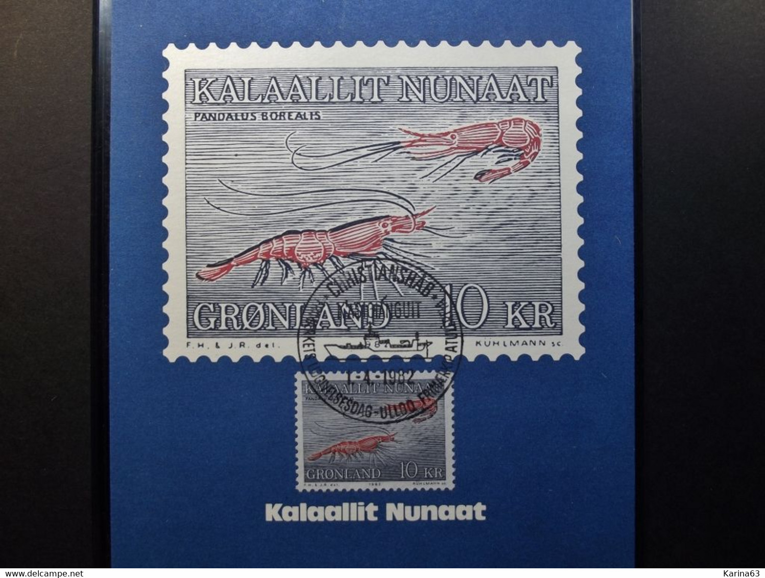 Greenland - Gronland  - 1982 -  Mi 133 Maximum Maxima Card - Fish Shrimp  - Pandalus Borealis - 1 April 1982 - Cartes-Maximum (CM)