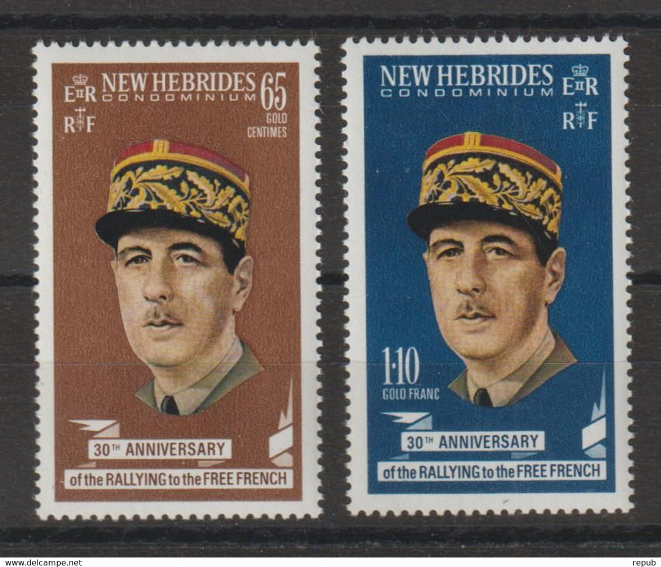 Nouvelles-Hébrides Légende Anglaise 1970 Général De Gaulle 296-297, 2 Val ** MNH - Unused Stamps