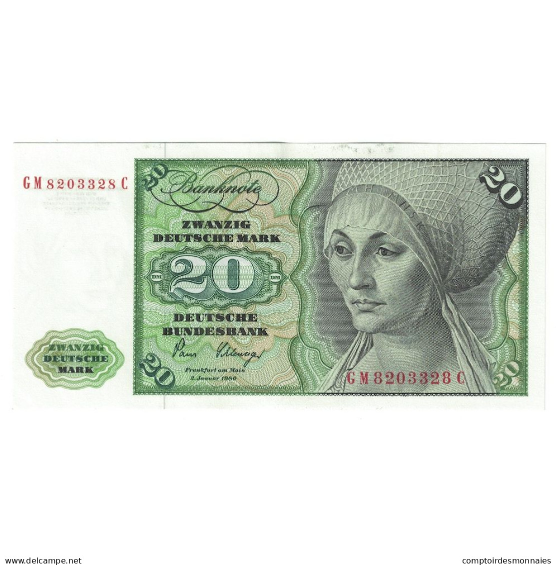 Billet, République Fédérale Allemande, 20 Deutsche Mark, 1980, 1980-01-02 - 20 Deutsche Mark