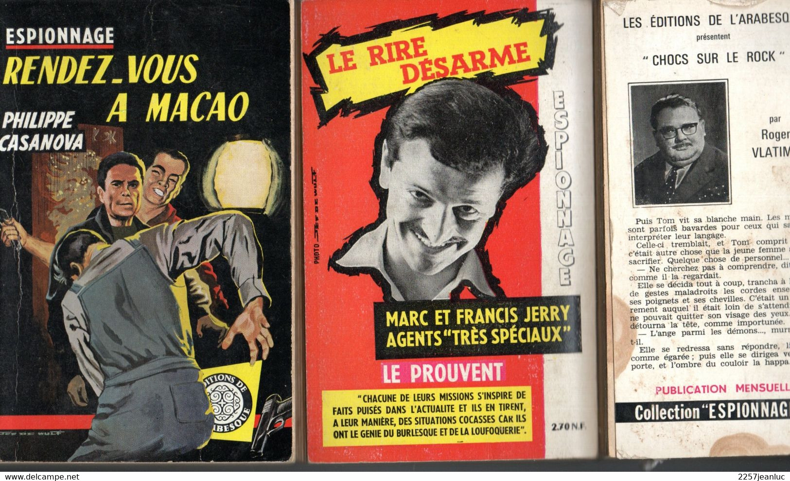 3 Romans  Editions   Arabesque Espionnage     N:109. 187 Et 199 Divers  De 1959 à 1967 - Editions De L'Arabesque