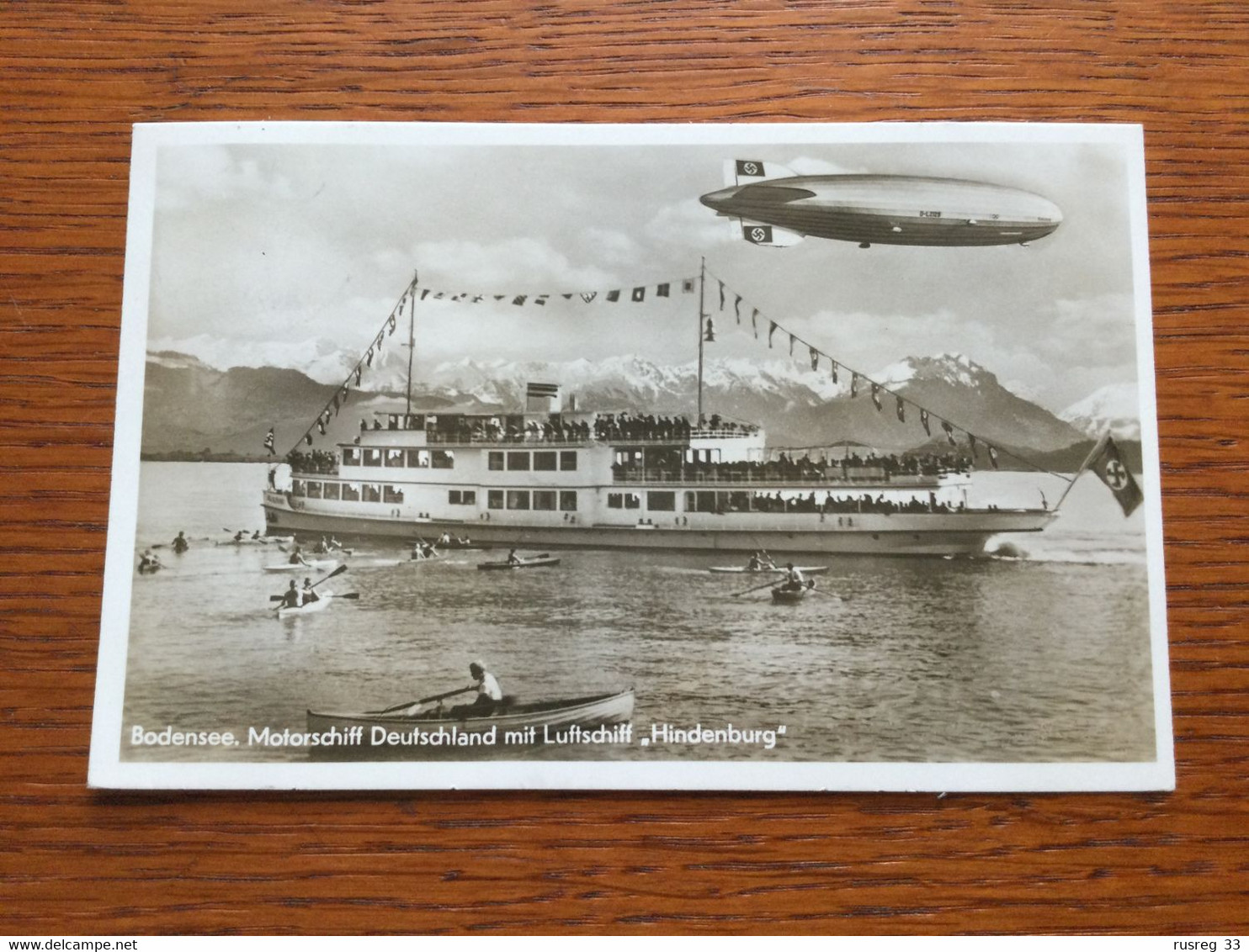 K29 Deutsches Reiches 1936 Bodenseeschifffahrt AK Vom Motorschiff Deutschland Aufgegeben In Friedrichshafen Zeppelin - Brieven En Documenten