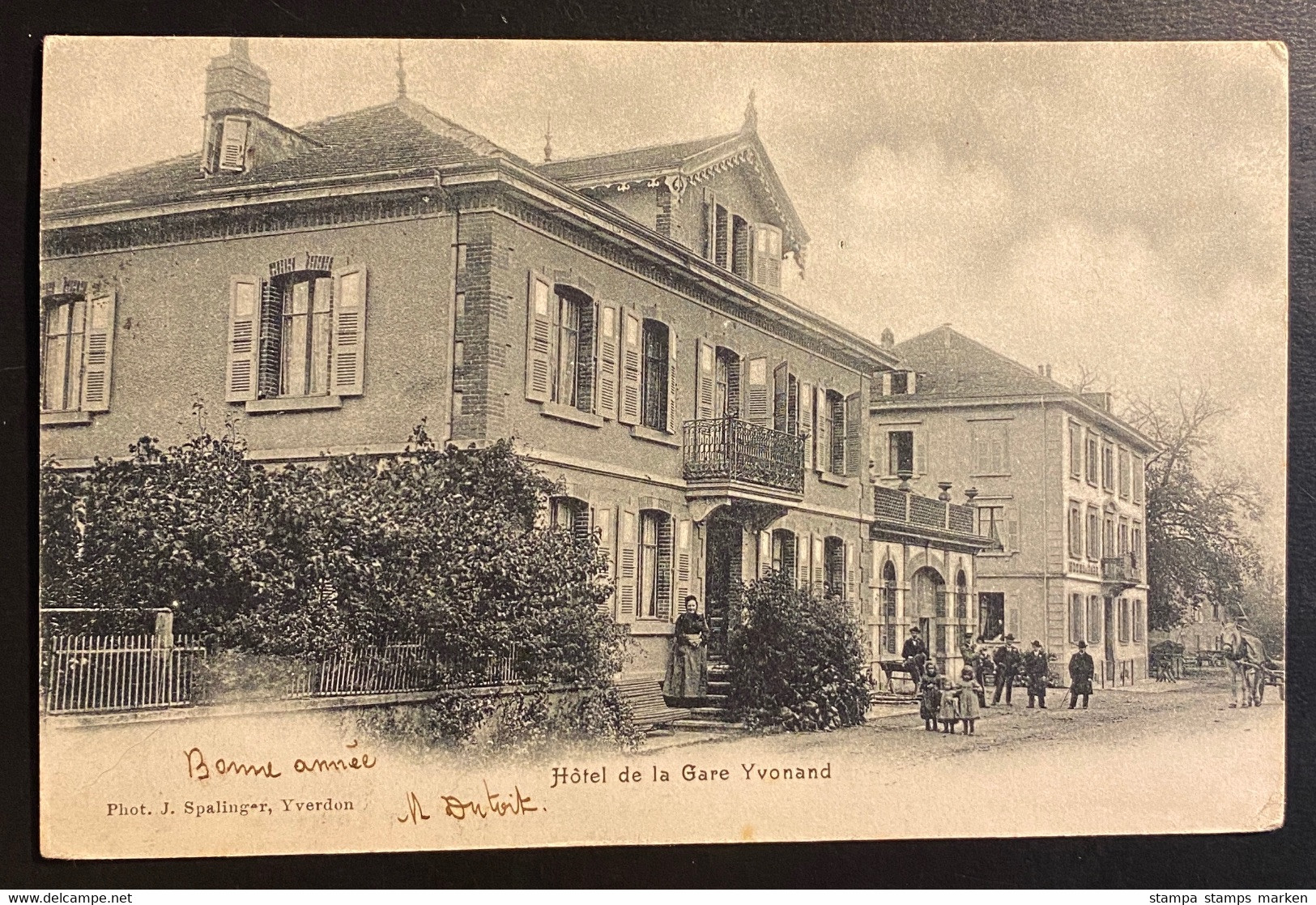 AK Hotel De La Gare Yvonand Gestempelt/o 1908 - Yvonand