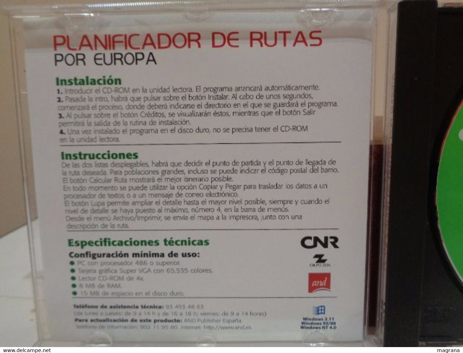 CD-ROM Para PC. Planificador De Rutas Por Europa. Atlas, Mapa De Carreteras Y Planificador Automático De Viajes - GPS/Aviazione