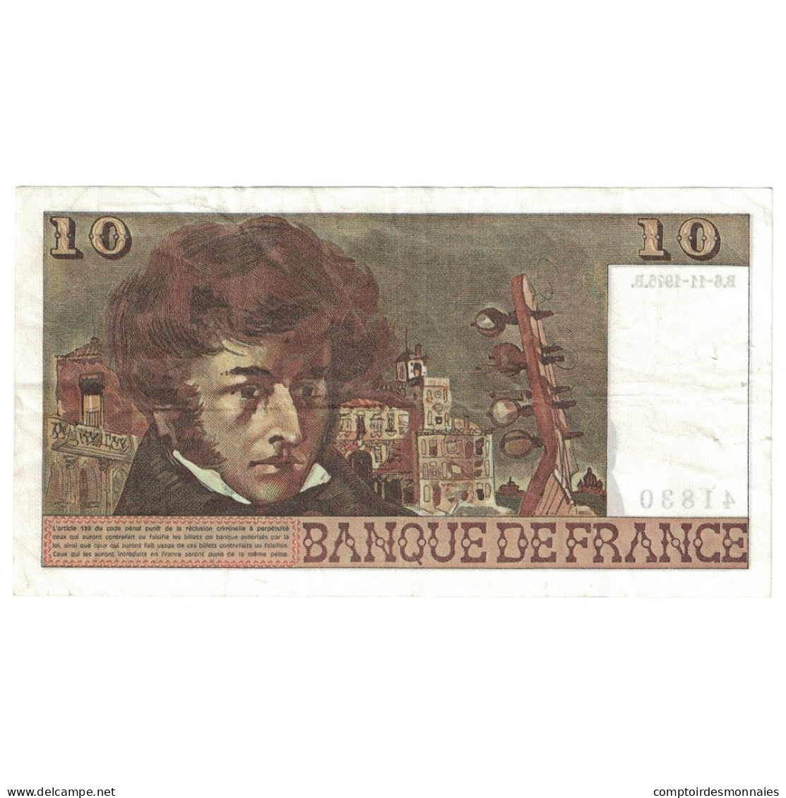 France, 10 Francs, Berlioz, 1975, T.246, TTB+, Fayette:63.14, KM:150b - 10 F 1972-1978 ''Berlioz''