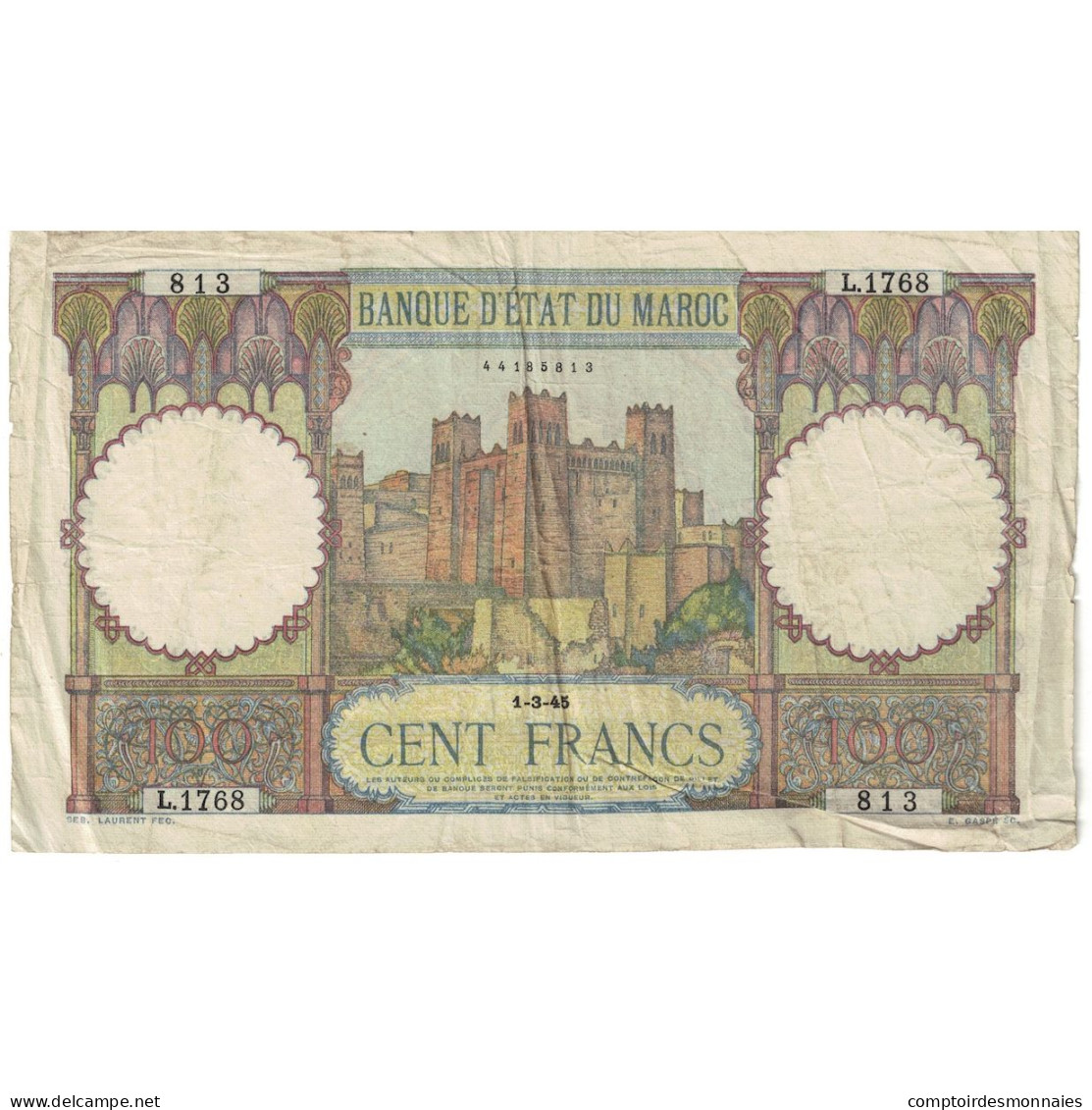 Billet, Maroc, 100 Francs, 1945, 1945-03-01, KM:20, TB+ - Marocco