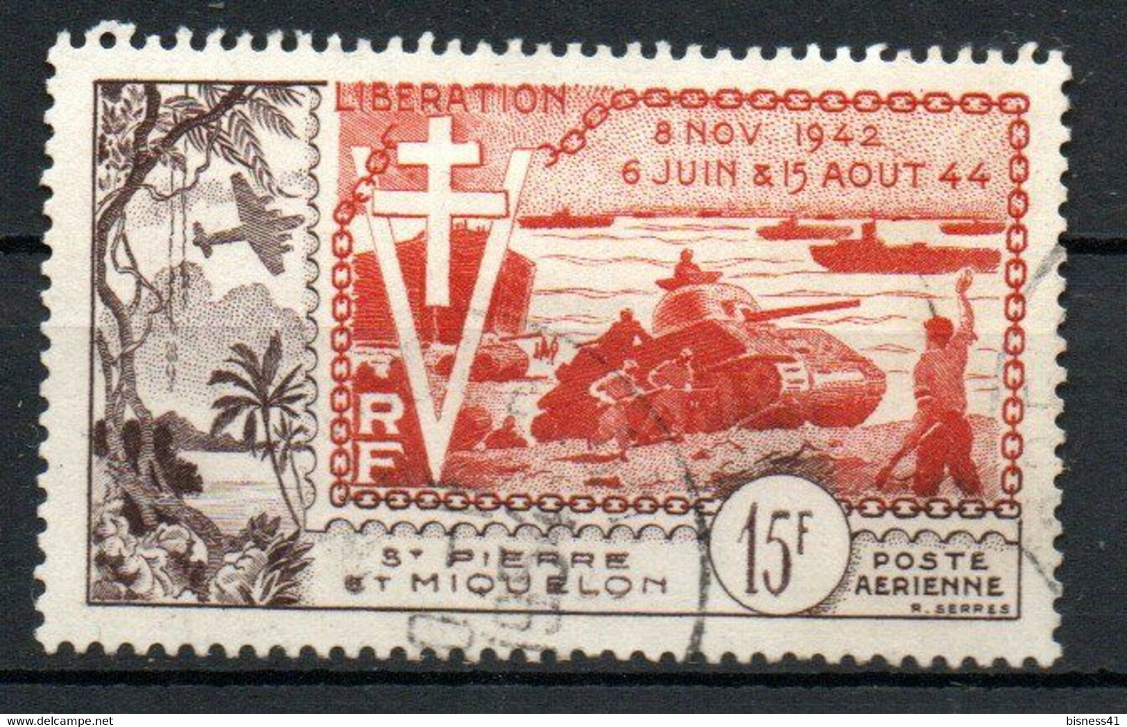 Col24 Colonies Saint Pierre & Miquelon SPM PA N° 22 Oblitéré Cote 16,50€ - Oblitérés
