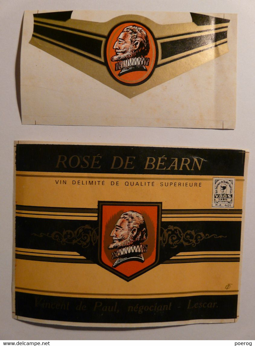 ETIQUETTE DE VIN - ROSE DE BEARN - VINCENT DE PAUL NEGOCIANT LESCAR - Wine Sticker - Rosés