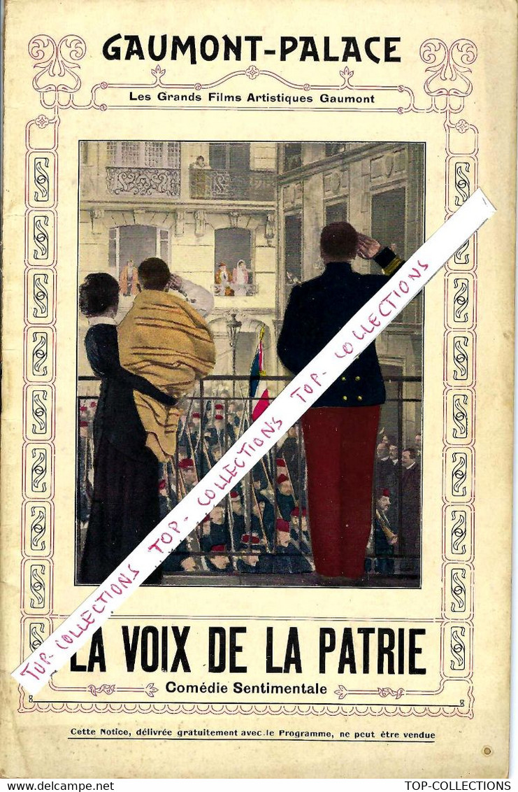 1ère Guerre Mondiale 1914 PROGRAMME GAUMONT PALACE Paris  Le Plus Grand Cinéma Du Monde «La Voix De La Patrie » ComédiE - Programmi