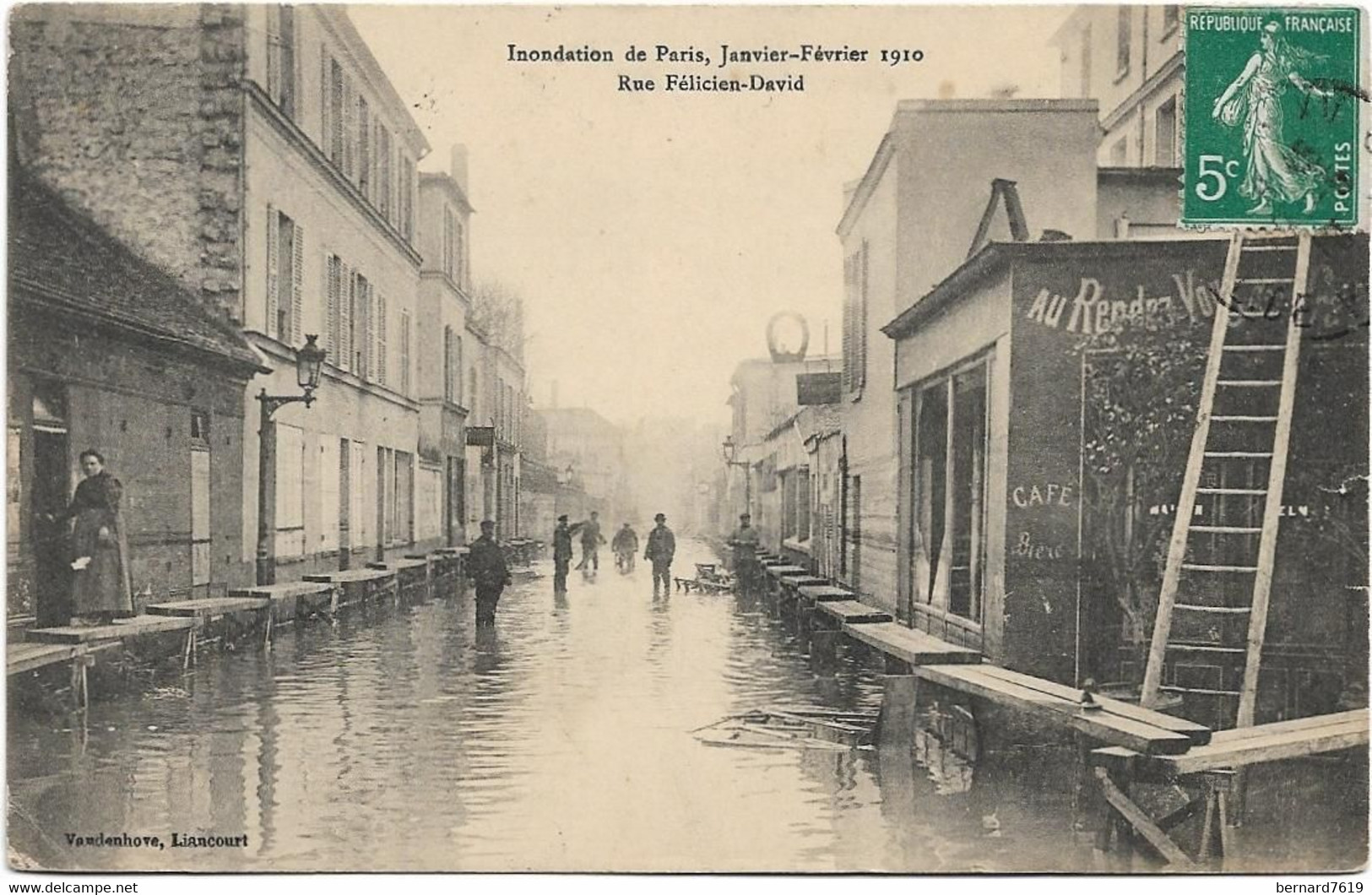 75 Paris 75016  -  Inondations 1910  - Rue Felicien David - Arrondissement: 16