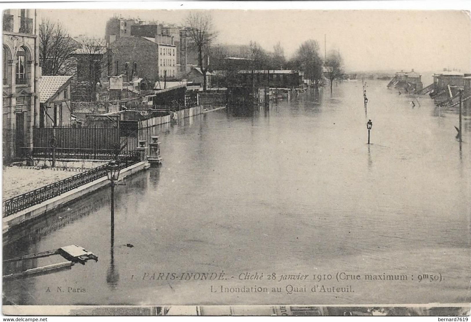 75 Paris 75016  -  Inondations 1910  -  Quai D'auteuil - Arrondissement: 16