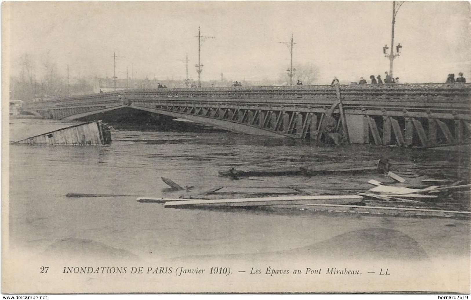 75 Paris 75016  -  Inondations 1910  -  Les Epaves Au Pont Mirabeau - Arrondissement: 16