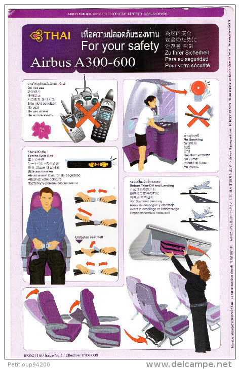 CONSIGNES DE SECURITE / SAFETY CARD  *AIRBUS A300-600   Thai - Sicherheitsinfos