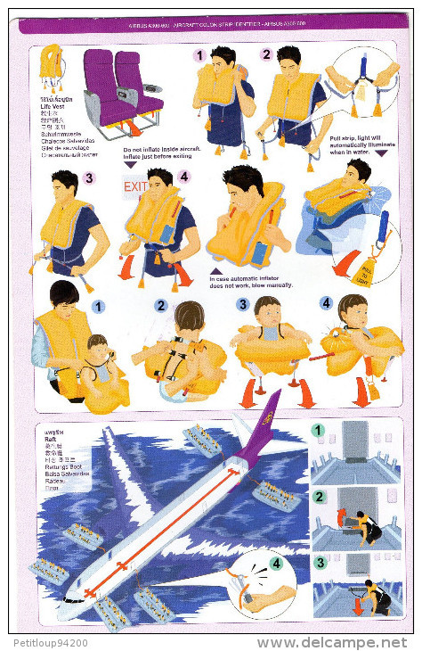 CONSIGNES DE SECURITE / SAFETY CARD  *AIRBUS A300-600   Thai - Scheda Di Sicurezza