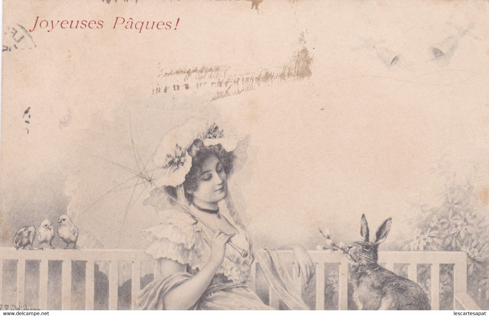 WICHERA - Jeune Femme - Cloches - Lapin - M. M. VIENNE  Joyeuses Pâques - Wichera