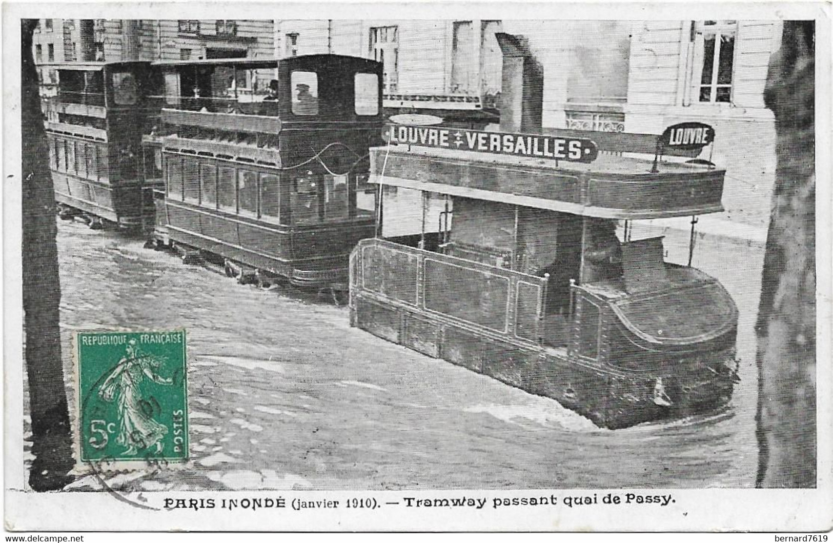 75 Paris 75016  -  Inondations 1910  -   Tramway Passant Quai De Passy - Arrondissement: 16