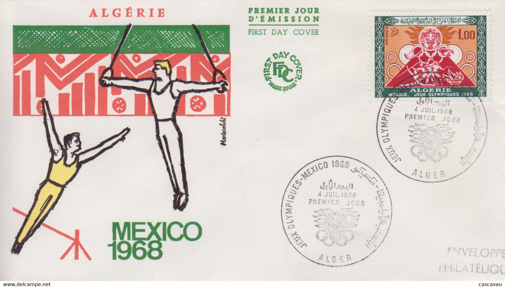 Enveloppe  FDC  1er  Jour   ALGERIE    Jeux  Olympiques   MEXICO   1968 - Verano 1968: México