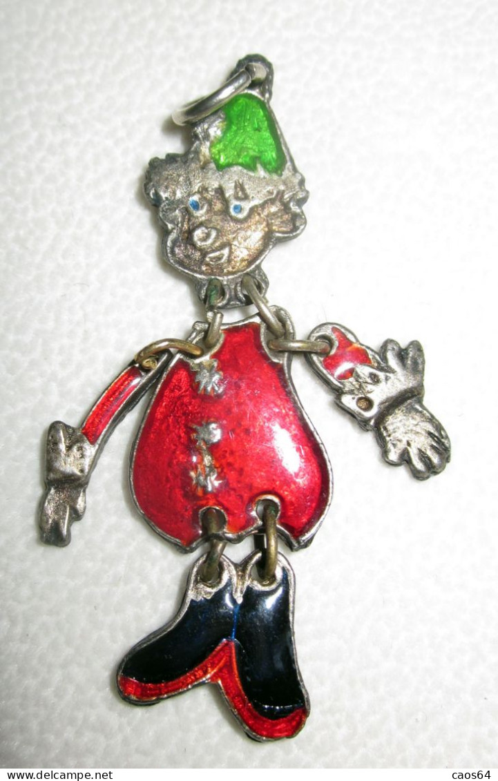 Clown Ciondolo Smaltato H 5 Cm. Metal   Bigiotteria Vintage - Pendentifs