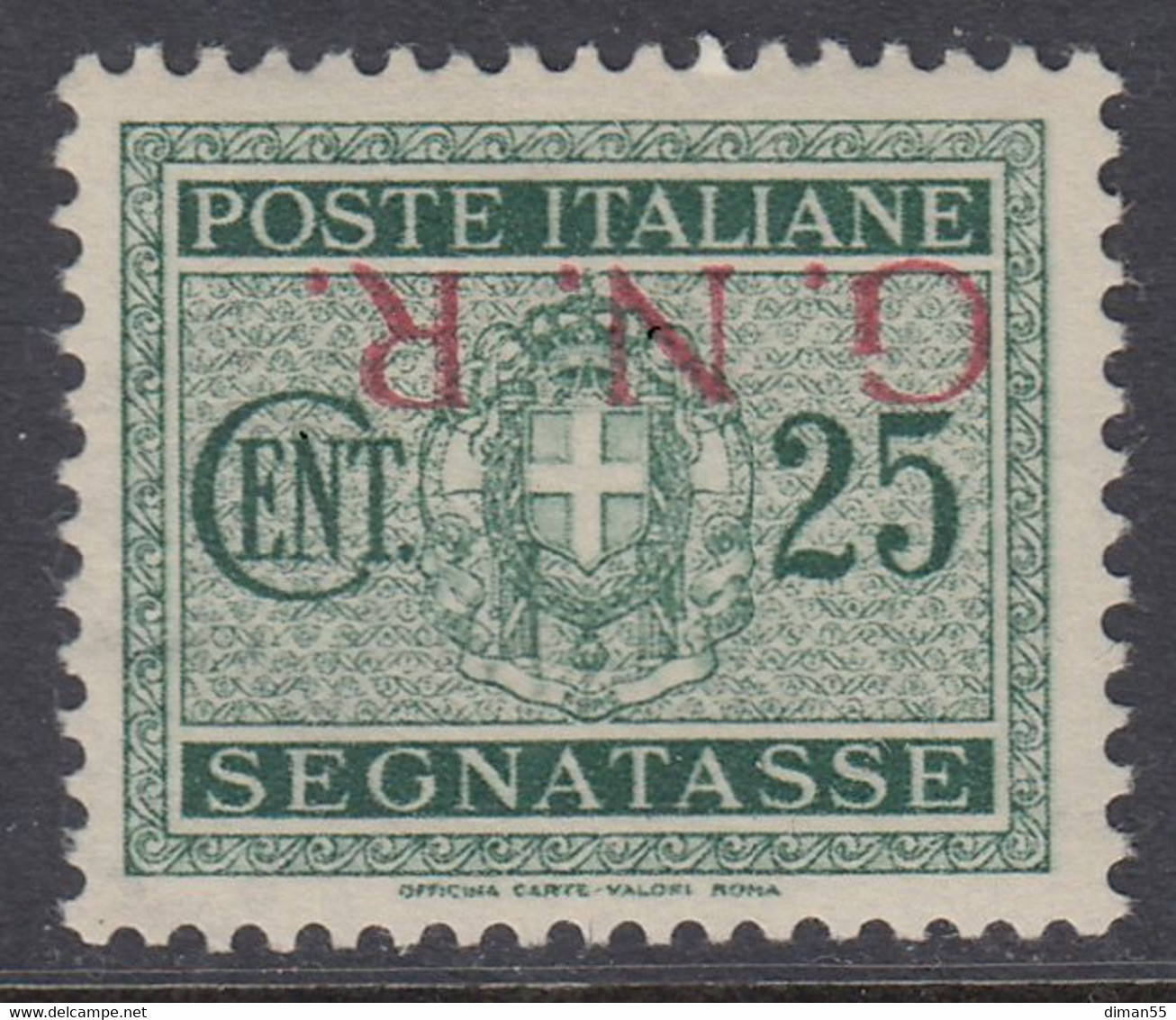 Italy - 1944 R.S.I. - Tax N.50/Ia (Brescia) - Cat. 600 Euro SOPRASTAMPA CAPOVOLTA - Certificato - Gomma Integra - MNH** - Portomarken