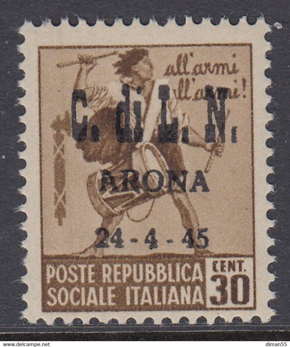 ITALIA - C.L.N. ARONA N.17  Cat. 5000€ - Certificato SOLLAMI - GOMMA INTEGRA - MNH** - Comitato Di Liberazione Nazionale (CLN)
