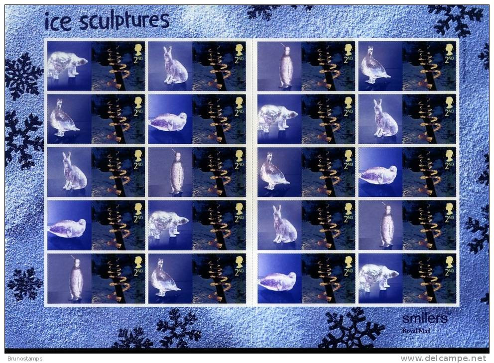 GREAT BRITAIN - 2003  ICE SCULPTURES GENERIC SMILERS SHEETS (2) PERFECT CONDITION - Feuilles, Planches  Et Multiples