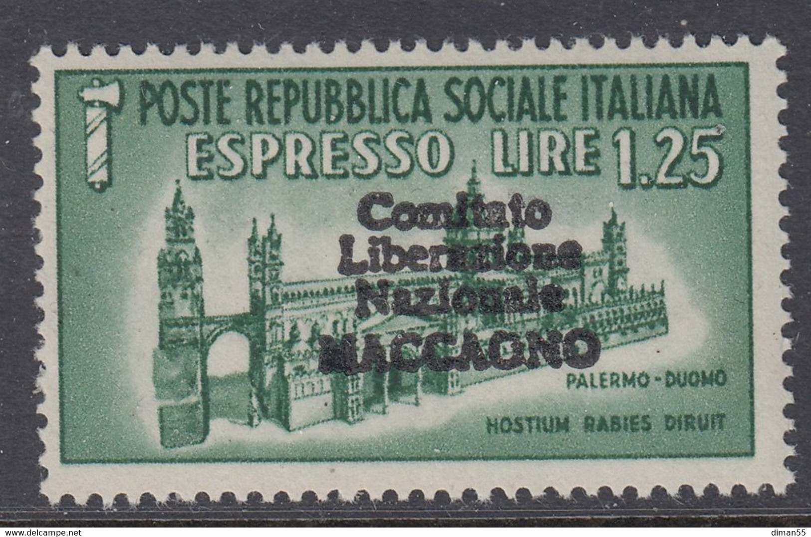 ITALIA - C.L.N. MACCAGNO N.8  Cat. 750€ - Firmato RAYBAUDI - GOMMA INTEGRA - MNH** - Comitato Di Liberazione Nazionale (CLN)