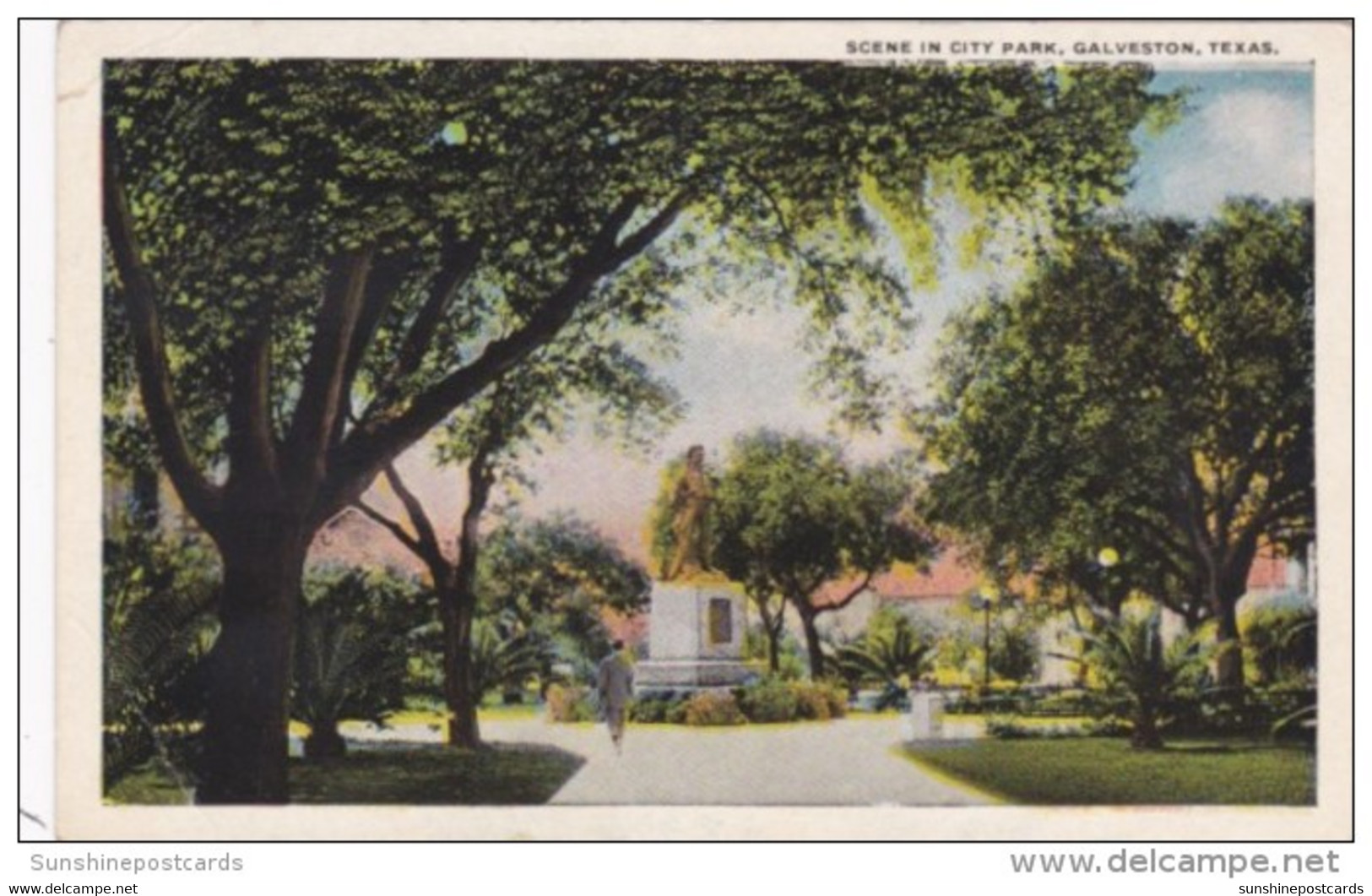 Texas Galveston Scene In City Park Curteich - Galveston