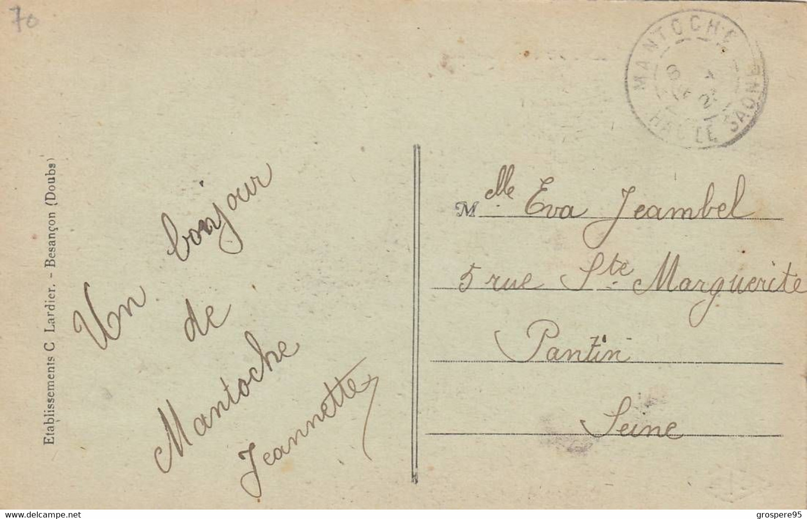 MANTOCHE PROPRIETE DE M BOULOT 1920 ? RARE - Other & Unclassified