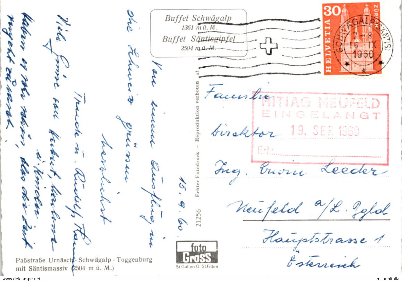 Paßstraße Urnäsch-Schwägalp-Toggenburg Mit Säntismassiv (21256) * 16. 9. 1960 - Urnäsch