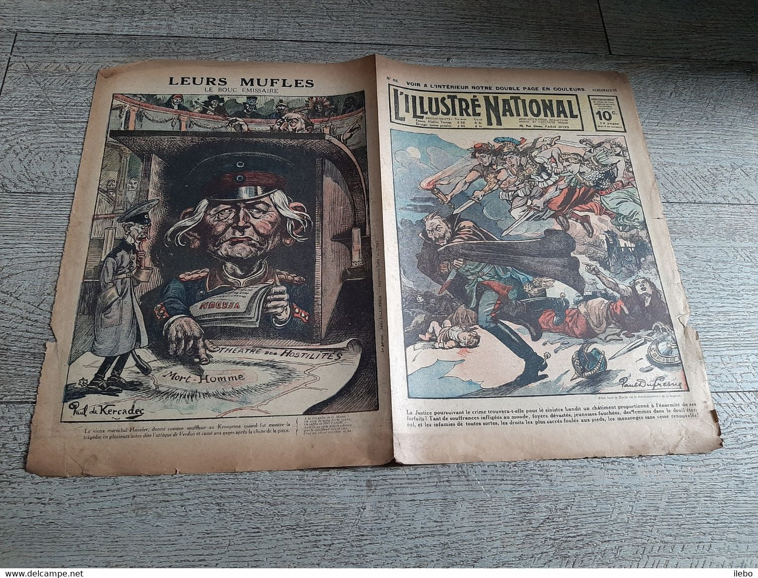 L'illustré National N°85 Caricature Dufresne Kercadec Attaque Verdun Justice Poursuivant Le Crime Ww1 Guerre - Le Petit Journal