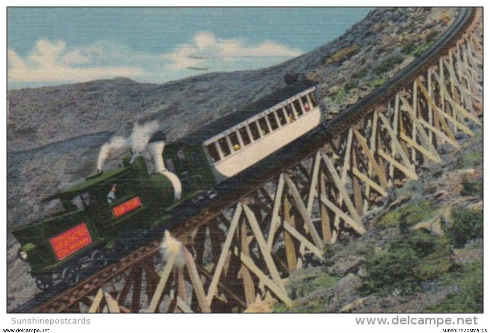 New Hampshire Lacob's Ladder Mount Washington Cog Railway 1954 Curteich - White Mountains